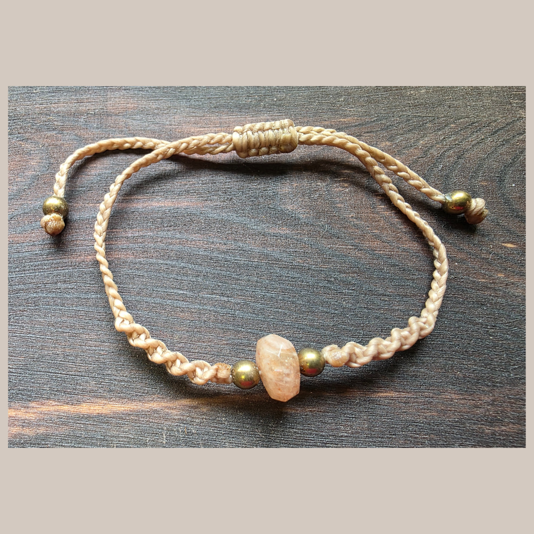 Macrame Bracelet with Sunstone Crystal