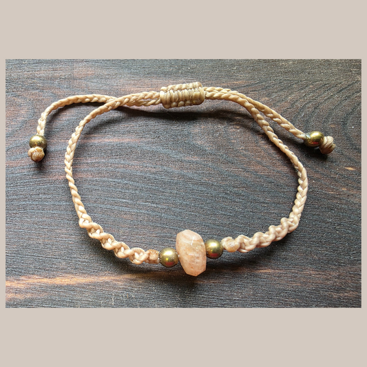 Macrame Bracelet with Sunstone Crystal